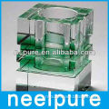 square green transparent hand made crystal vase